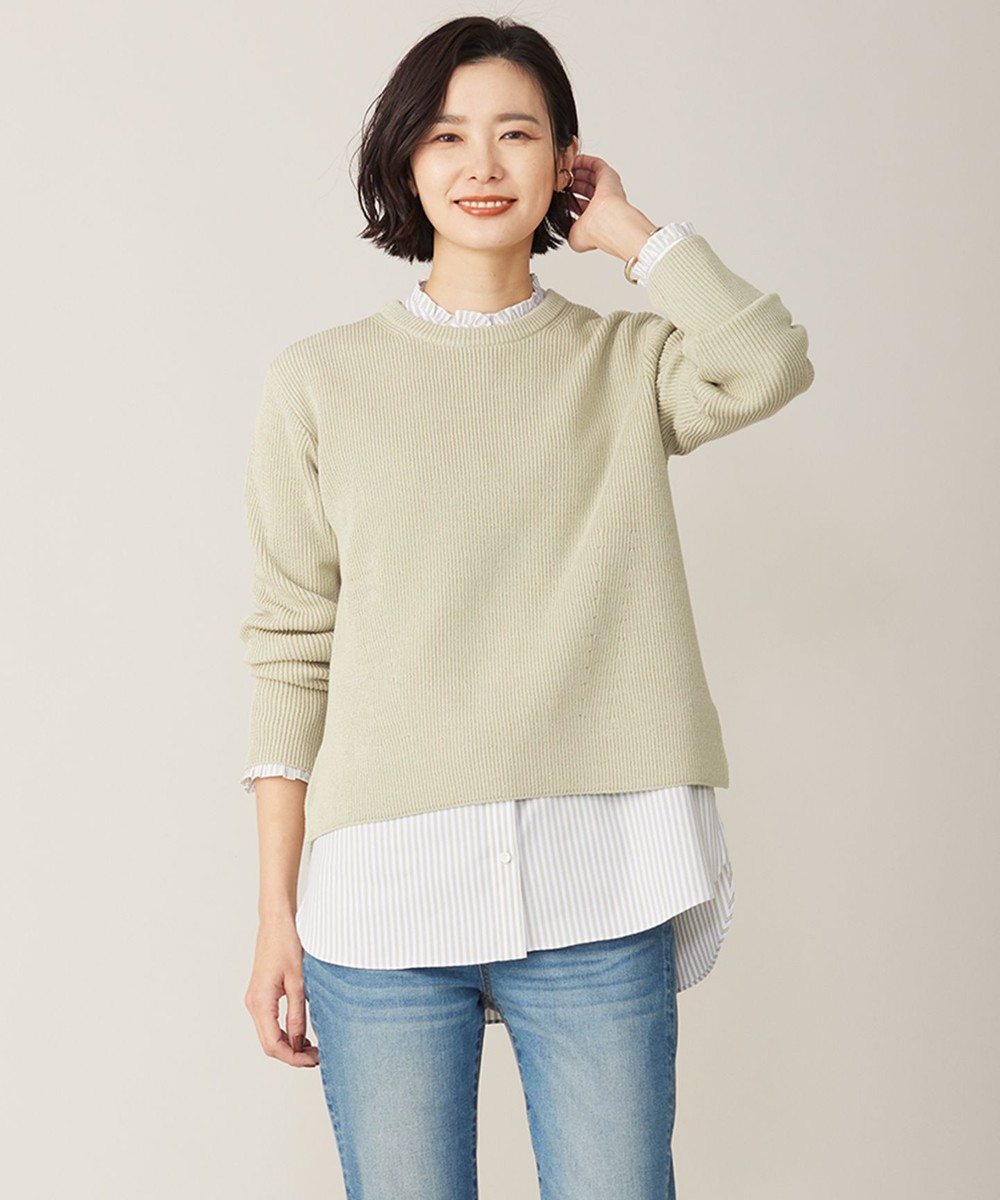 【オンワード】 J.PRESS LADIES L(大きいサイズ)>トップス 【WEB限定カラーあり・洗える】CLEAR COTTON BLEND サイドスリット ニット ライトグリーン T15 レディース 【オンワード】 J.PRESS LADIES L(大きいサイズ)>トップス 【WEB限定カラーあり・洗える】CLEAR COTTON BLEND サイドスリット ニット ライトグリーン T15 レディース