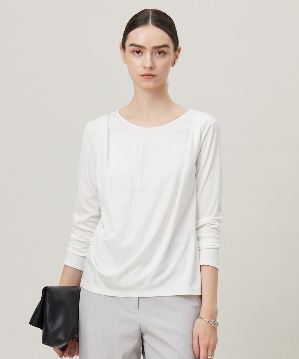 【オンワード】 ICB>トップス 【洗える】 PlaXフィラメントジャージー ドレープカットソー オフホワイト S レディース 【オンワード】 ICB>トップス 【洗える】 PlaXフィラメントジャージー ドレープカットソー オフホワイト S レディース