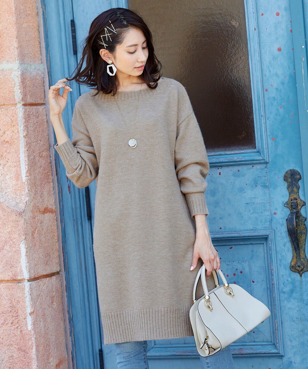 【洗える】体型カバーも叶うボートネックニットチュニック