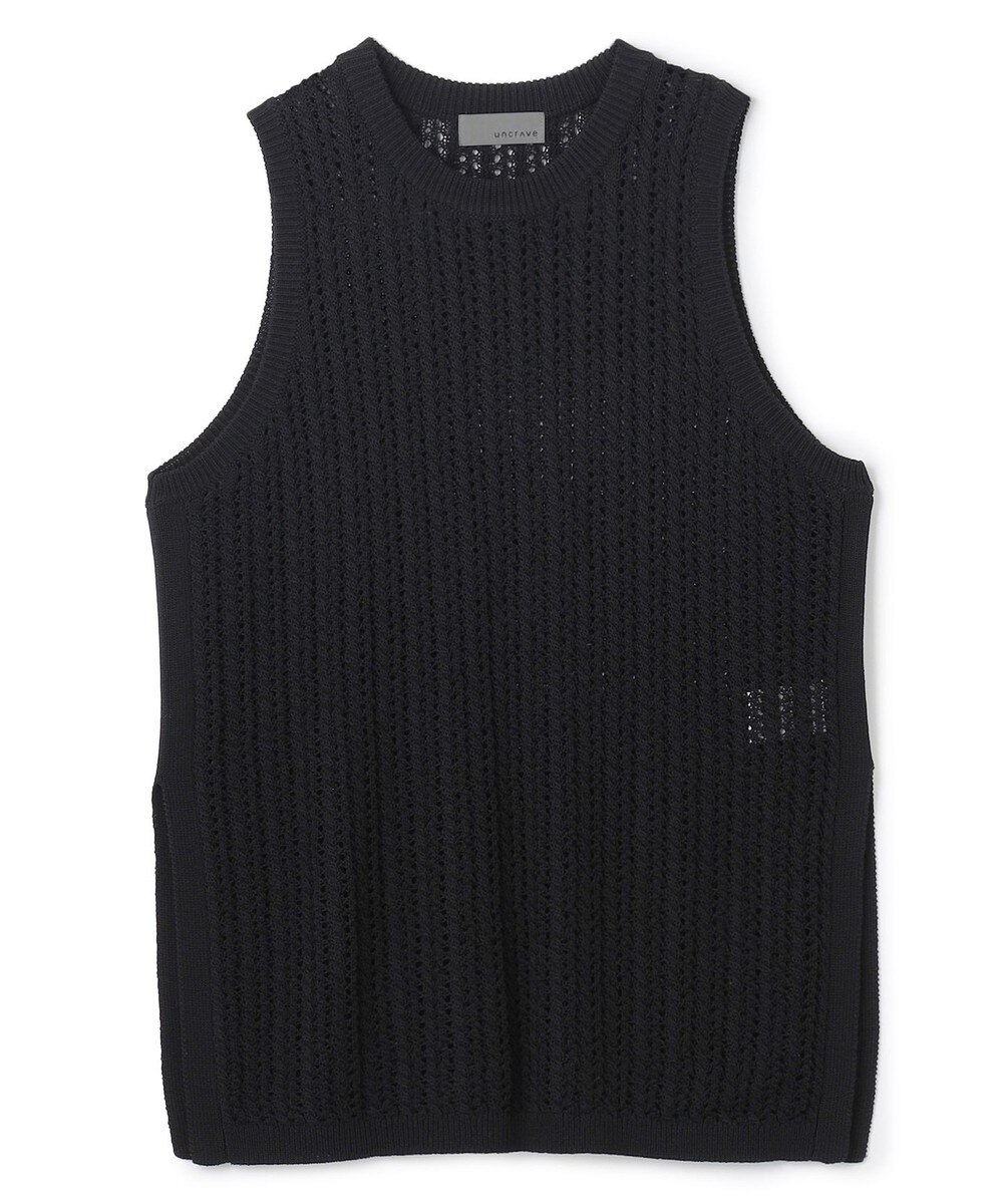 【オンワード】 uncrave>トップス シースルーケーブルニット ノースリーブトップス ブラック F レディース