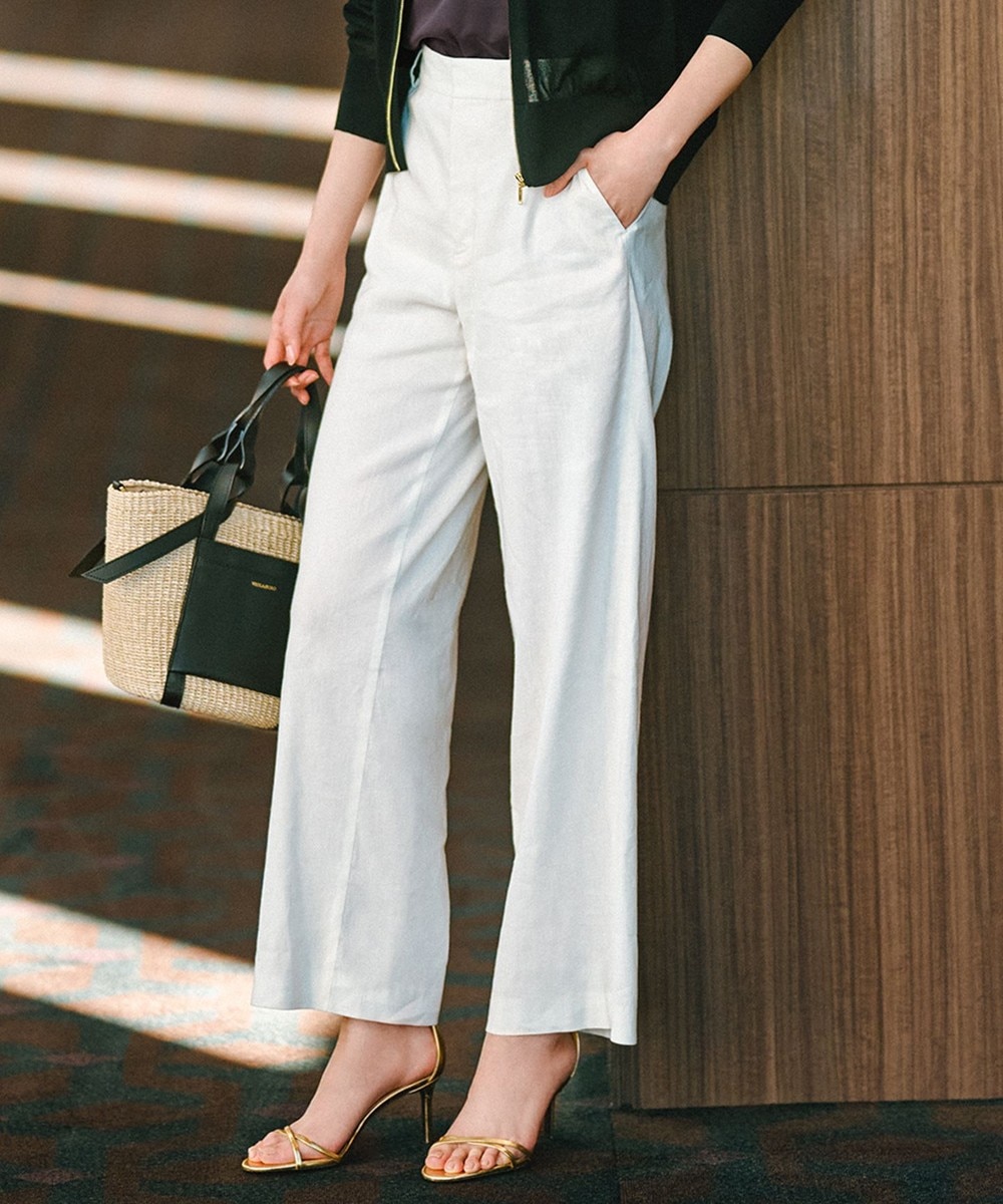 【オンワード】 23区>パンツ 【CLASSY.6月号掲載/洗える】リネンレーヨンストレッチ ワイドパンツ ホワイト 40 レディース 【オンワード】 23区>パンツ 【CLASSY.6月号掲載/洗える】リネンレーヨンストレッチ ワイドパンツ ホワイト 40 レディース