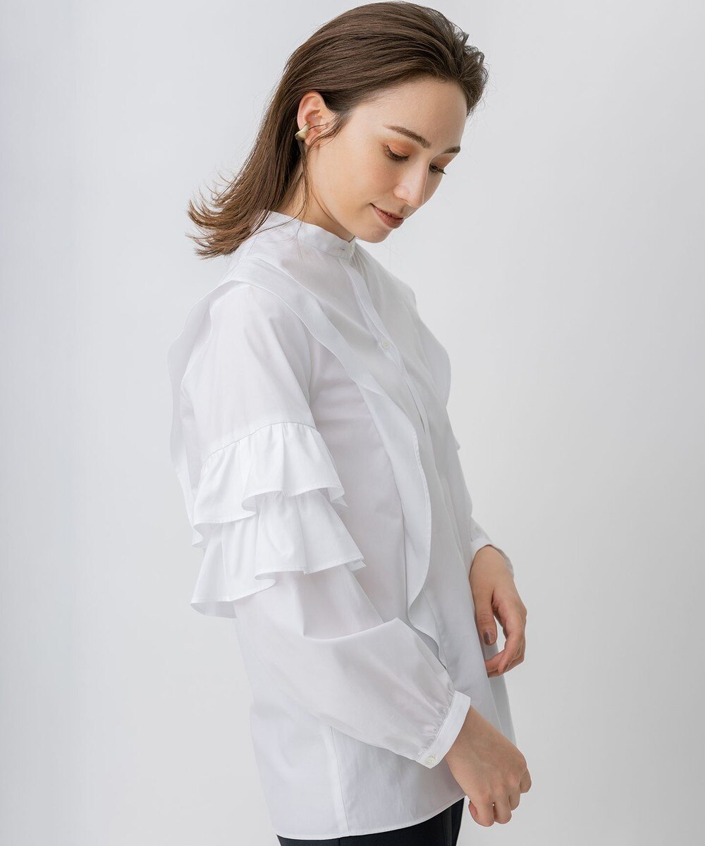 【オンワード】 自由区 L>トップス タイプライターフリル ブラウス ホワイト 46 レディース 【送料無料】