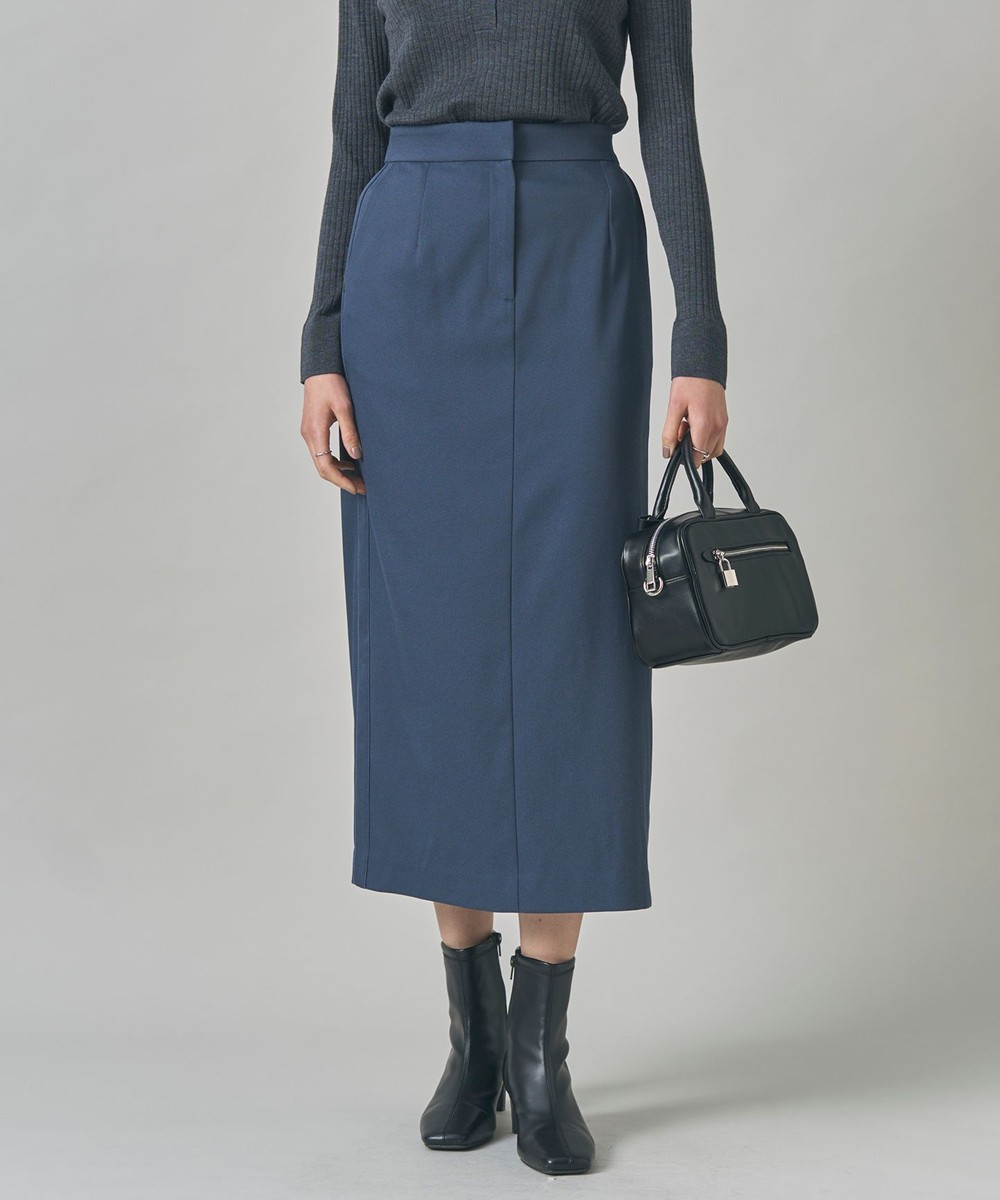 【オンワード】 ICB L（大きいサイズ）>スカート ウォームサテン Iラインスカート ブルーグレー 48 レディース