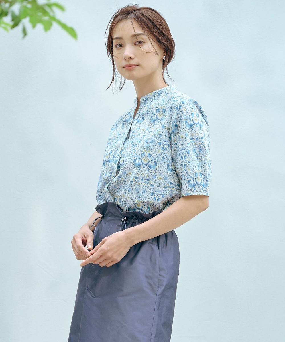 【オンワード】 J.PRESS LADIES>トップス 【洗える】LIBERTY バンドカラー ブラウス ブルー 9 レディース 【オンワード】 J.PRESS LADIES>トップス 【洗える】LIBERTY バンドカラー ブラウス ブルー 9 レディース