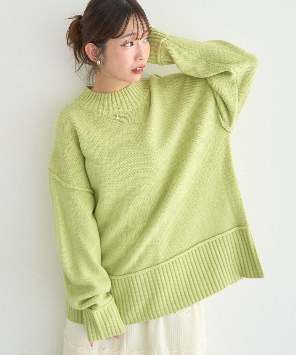 earth music&ecology 【毛玉防止 / 洗濯機洗い可】アンチピリングモックネックバックスリットニット 