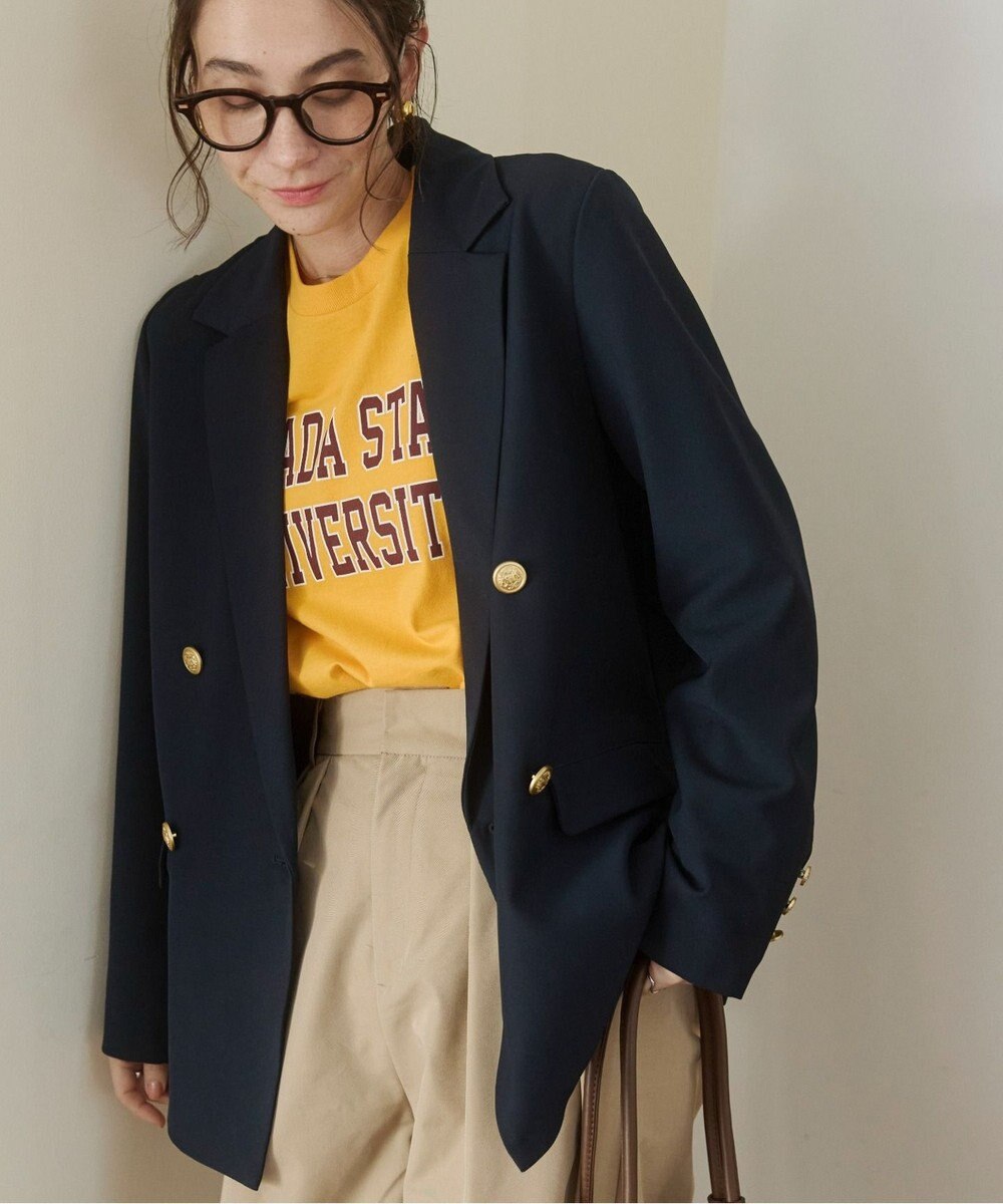 WEGO 【ANGIE VINTAGE/S/Mサイズ展開 / オケージョン対応 / セレモニー対応】ゴールドボタン テーラードジャケット / 金ボタン ダブル ブレザー 