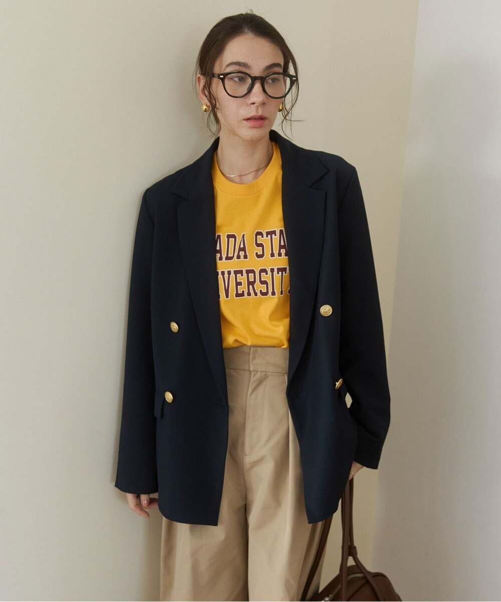 WEGO 【ANGIE VINTAGE/S/Mサイズ展開 / オケージョン対応 / セレモニー対応】ゴールドボタン テーラードジャケット / 金ボタン ダブル ブレザー 