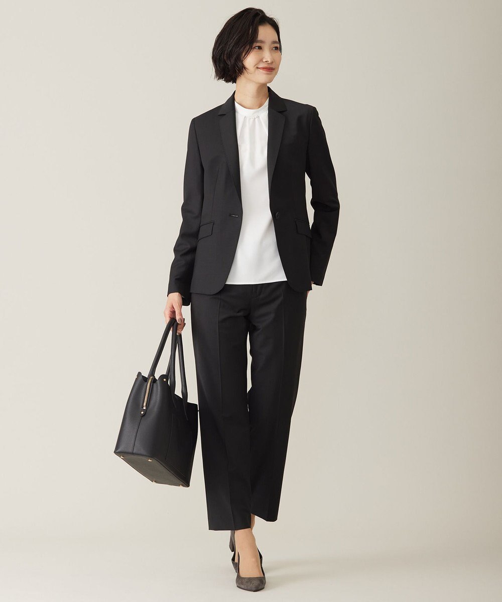 J.PRESS LADIES L 【洗える】ヌーディスバックサテン スタンドカラー ブラウス 