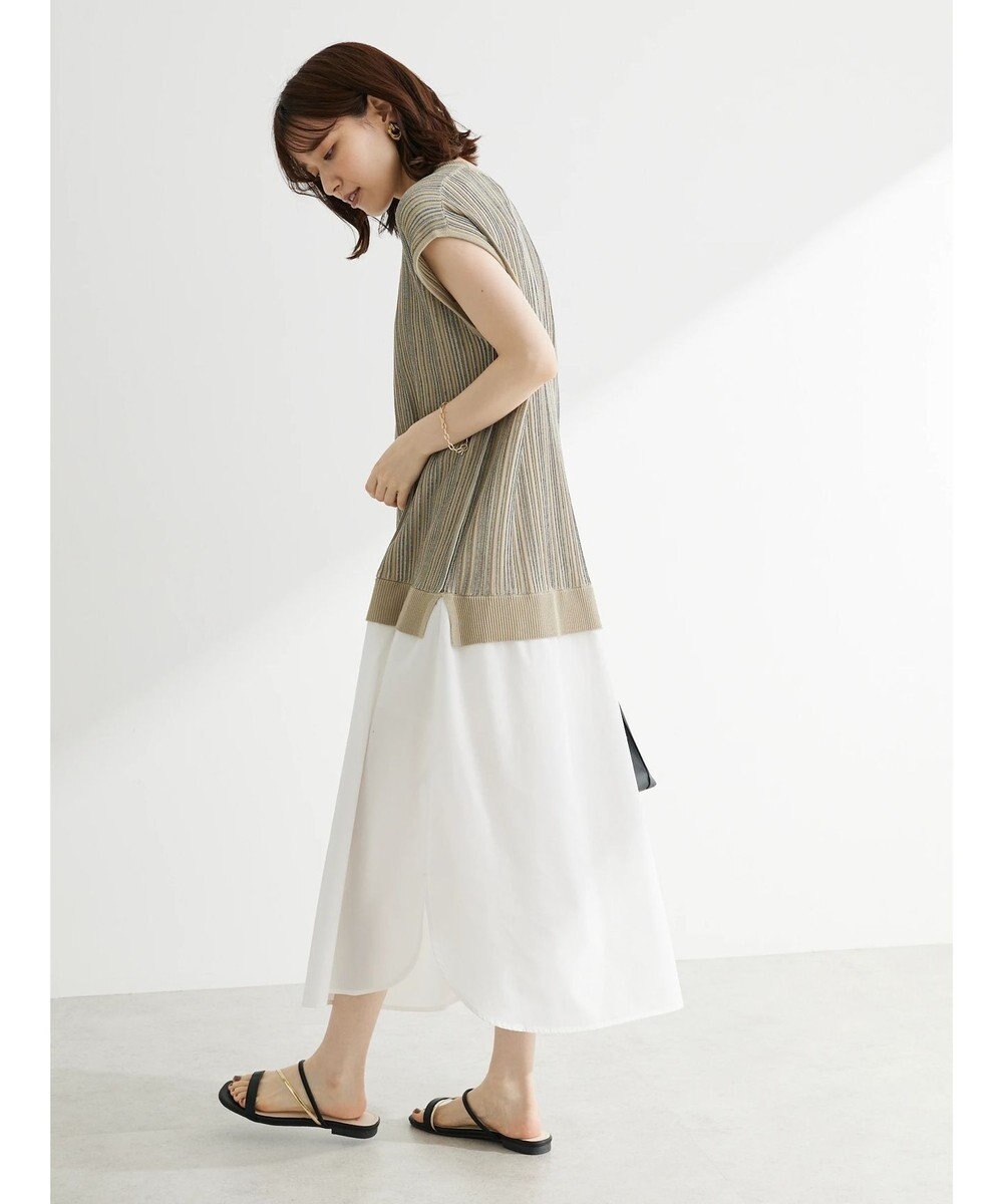 Green Parks ストライプ柄ニットドッキングワンピース 