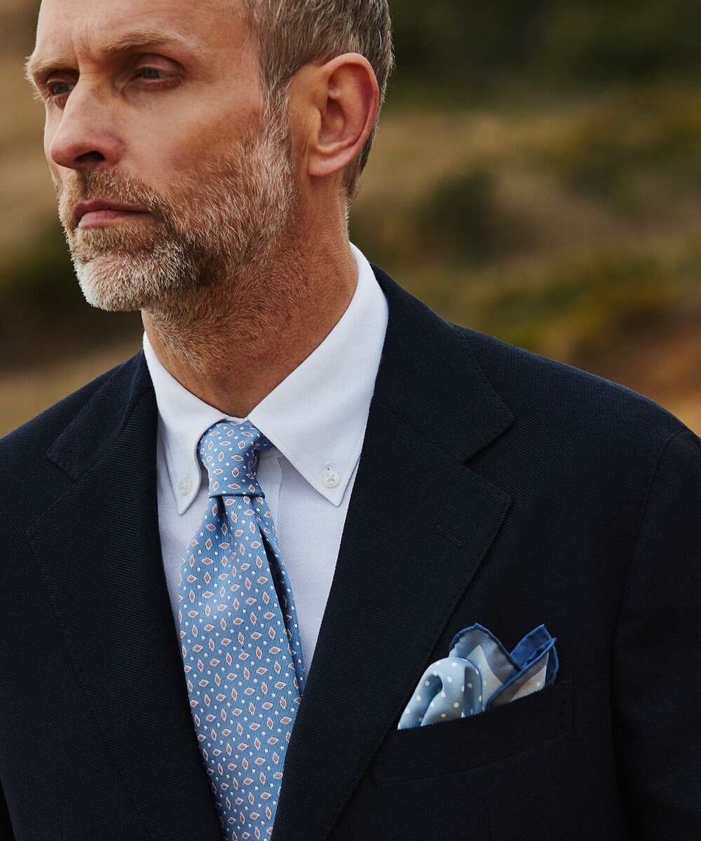 GOTAIRIKU 日本製【シルク100％】オリジナル柄チーフ_ドット柄 