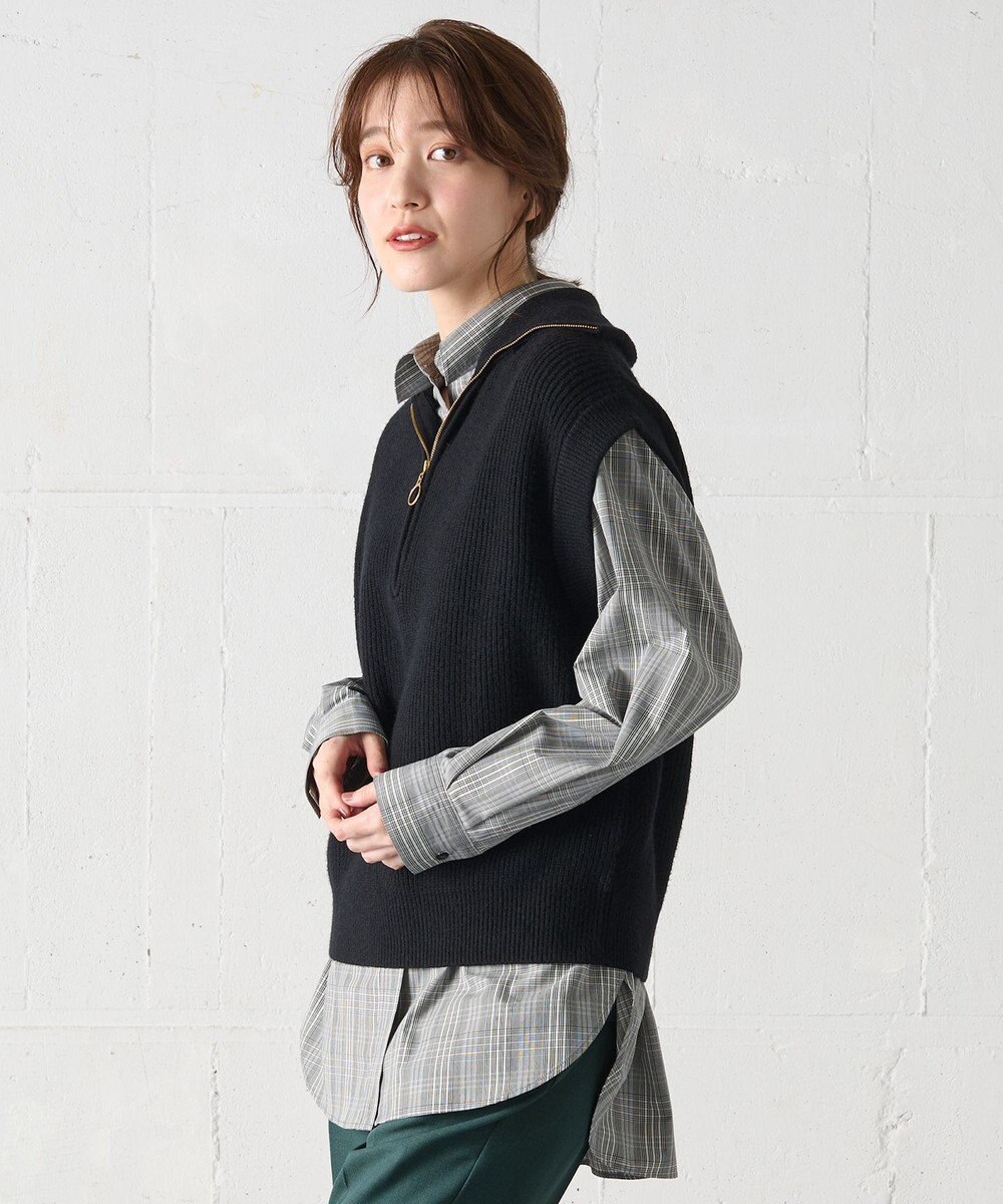 ANY ハーフジップニットベスト 