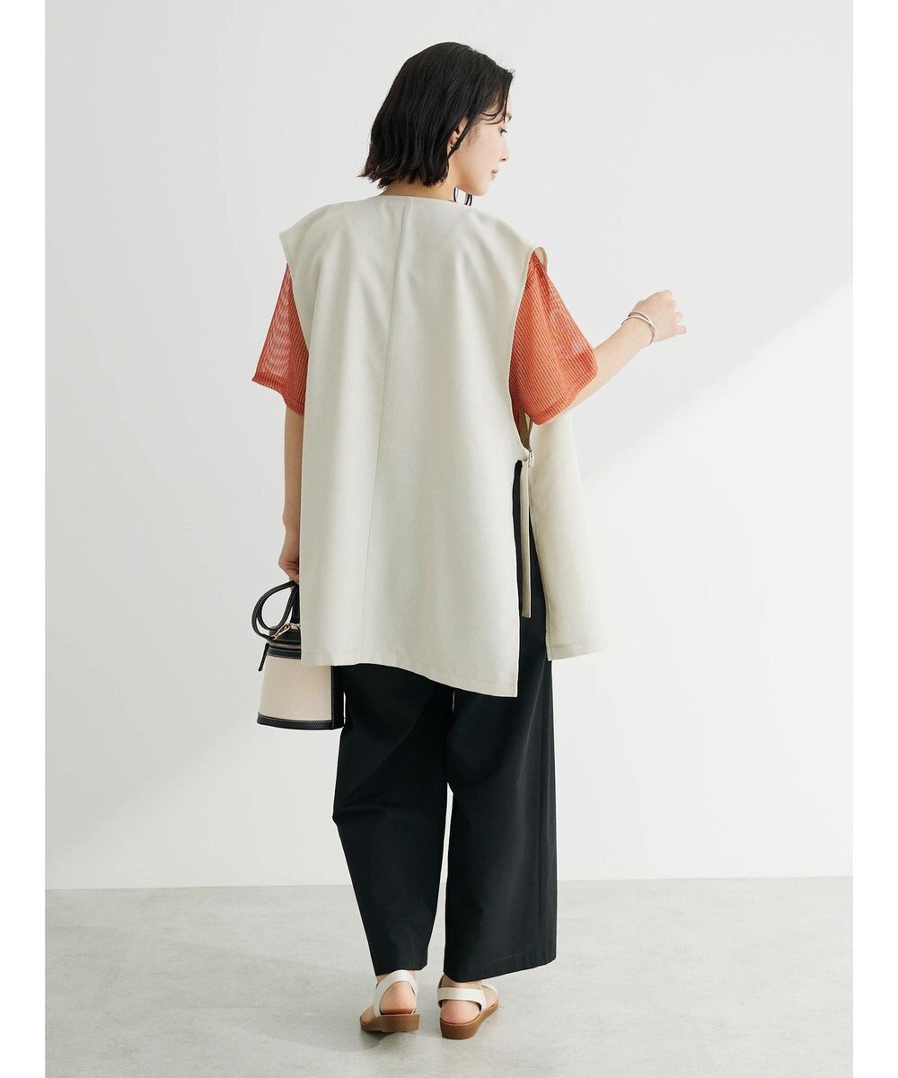 Green Parks 綿麻混タックストレートワイドパンツ 