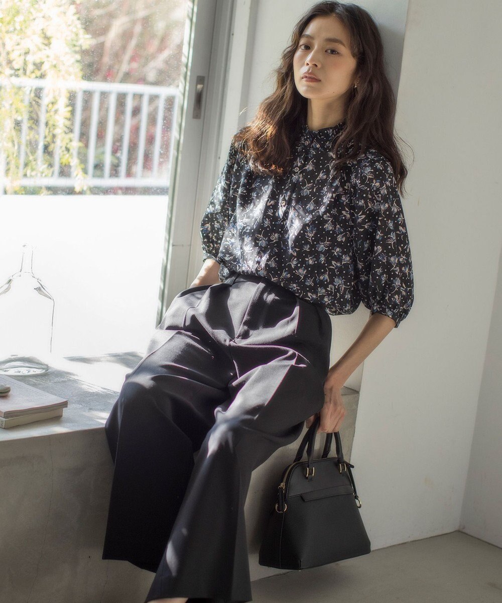 組曲 ドライタッチツイル ワイドパンツ 