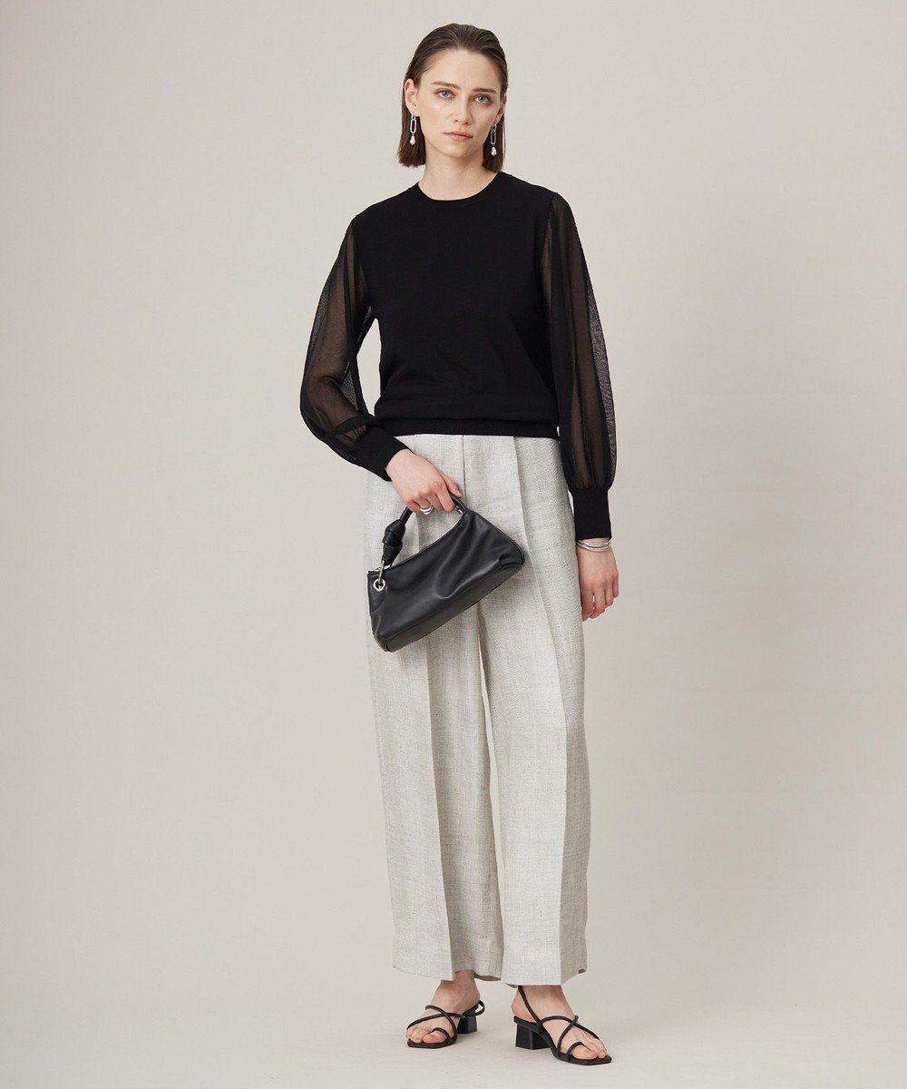 ICB 【日本製】トリアセリネンシャイニーツイル ワイドパンツ 