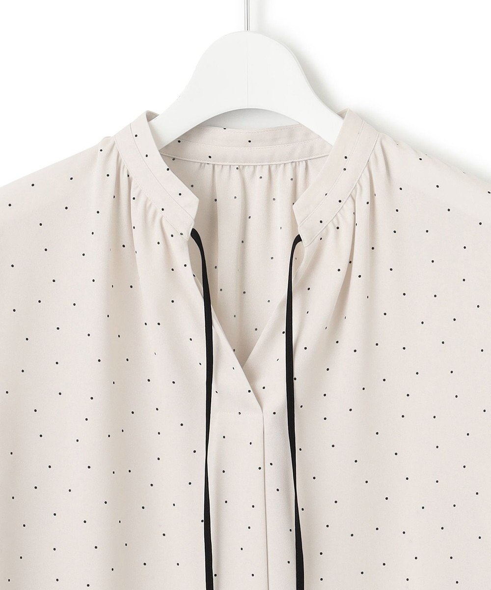 23区 L 【洗える】バックサテンアムンゼン ドットプリント リボン付き スキッパー ブラウス 