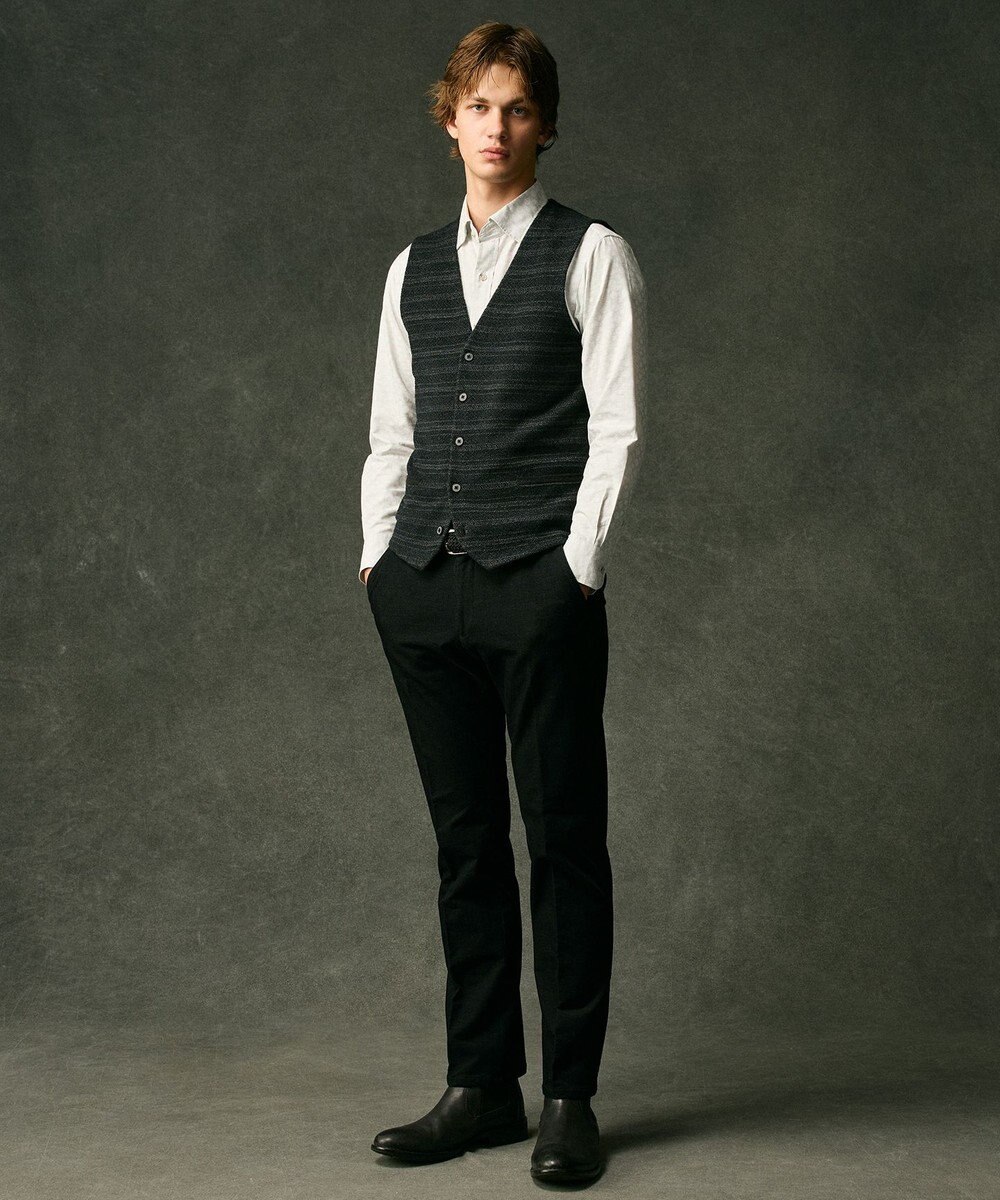 JOSEPH ABBOUD 【洗える/ソフトな肌触り/軽い】シェニールヤーンジャカードニット ベスト 