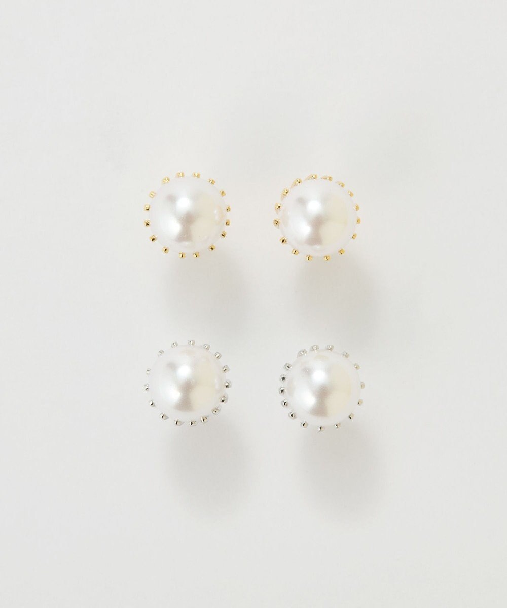 Phoebe トゥウィンクルフレームパールピアス　ゴールド/一粒 