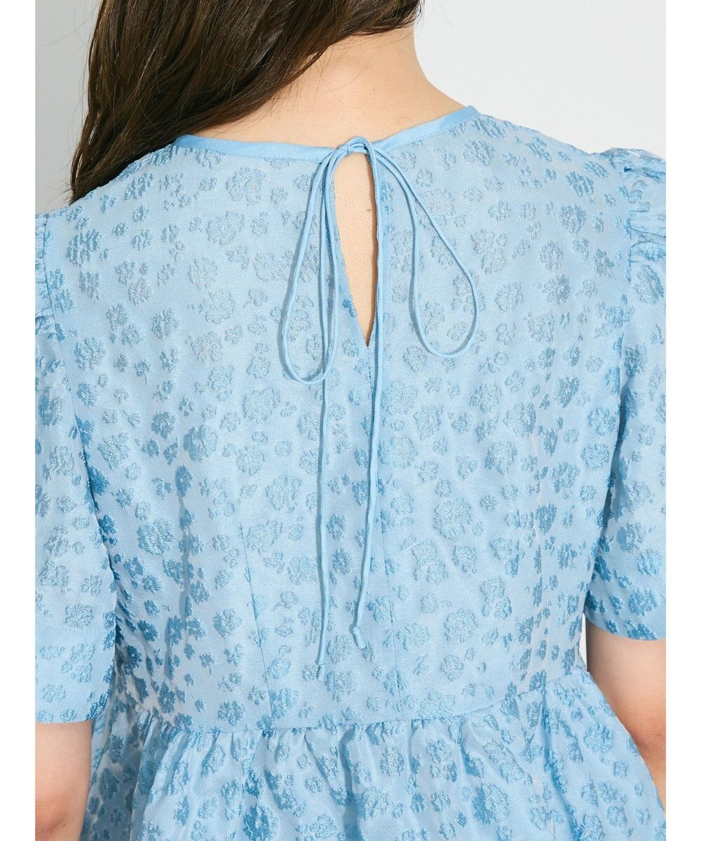 Green Parks パフスリーブジャガードペプラムブラウス 