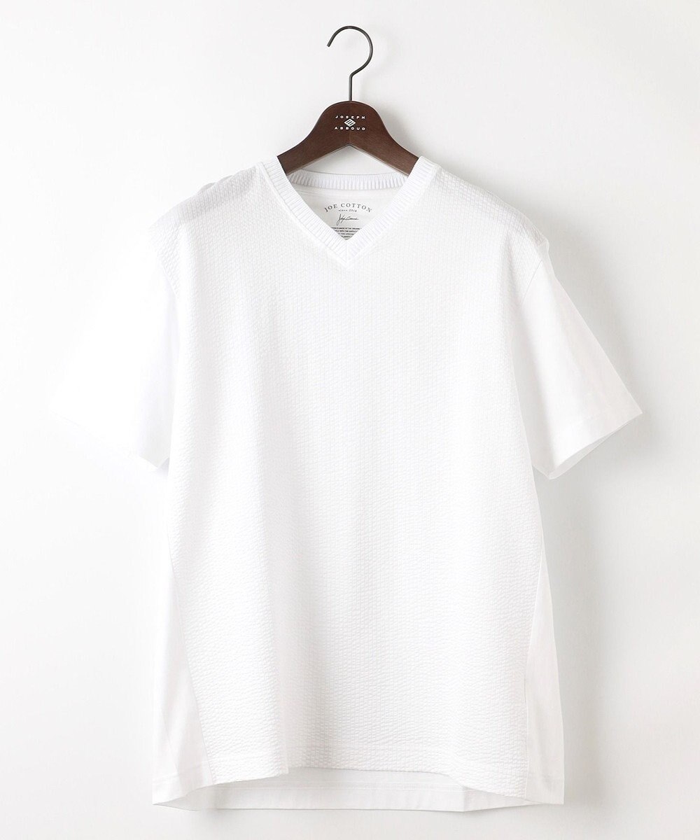 JOSEPH ABBOUD 【キングサイズ・オーガニックコットン使用・日本製】JOEコットンサッカー Vネック Tシャツ 