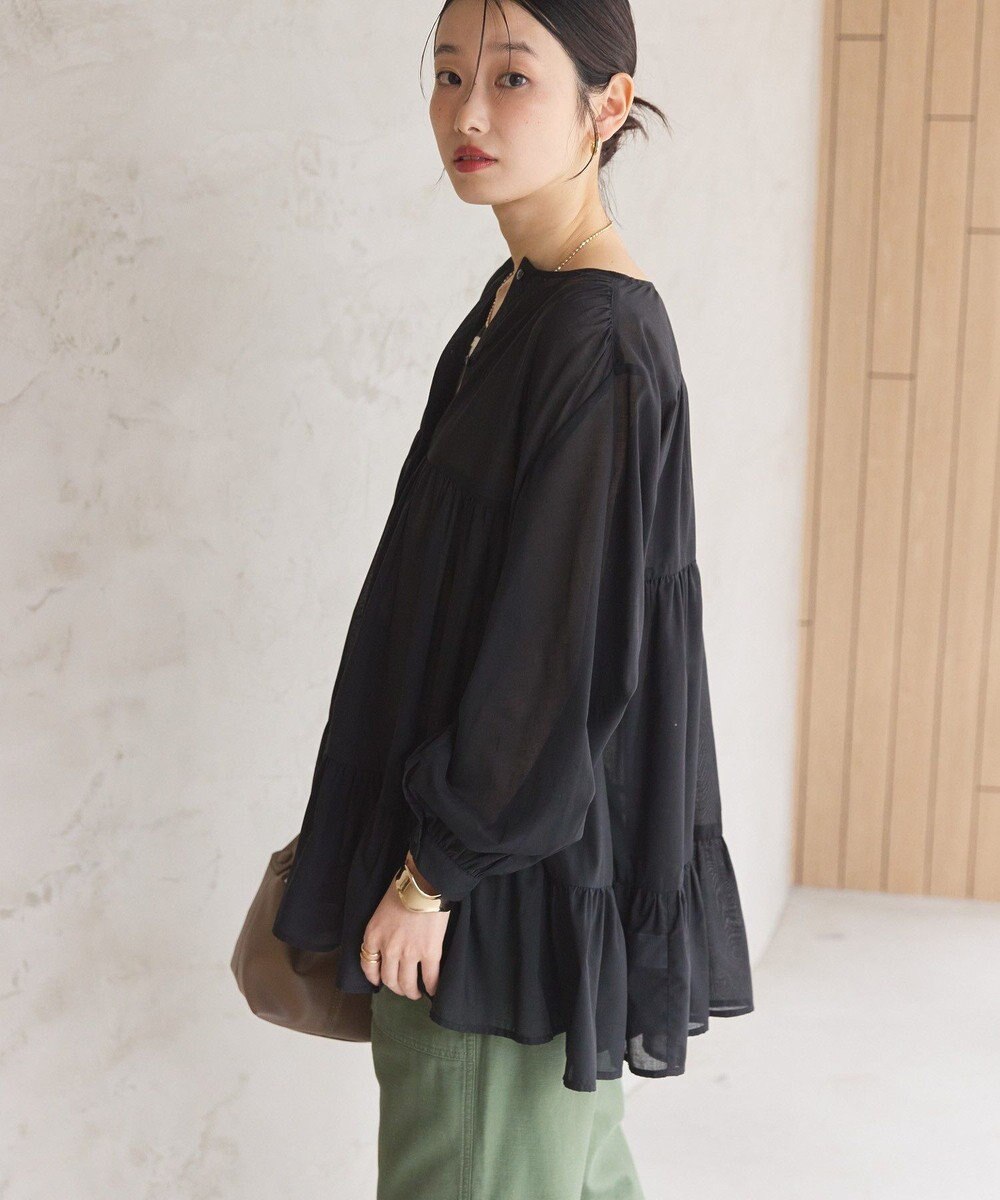 AMERICAN HOLIC シアーティアードロングブラウス 