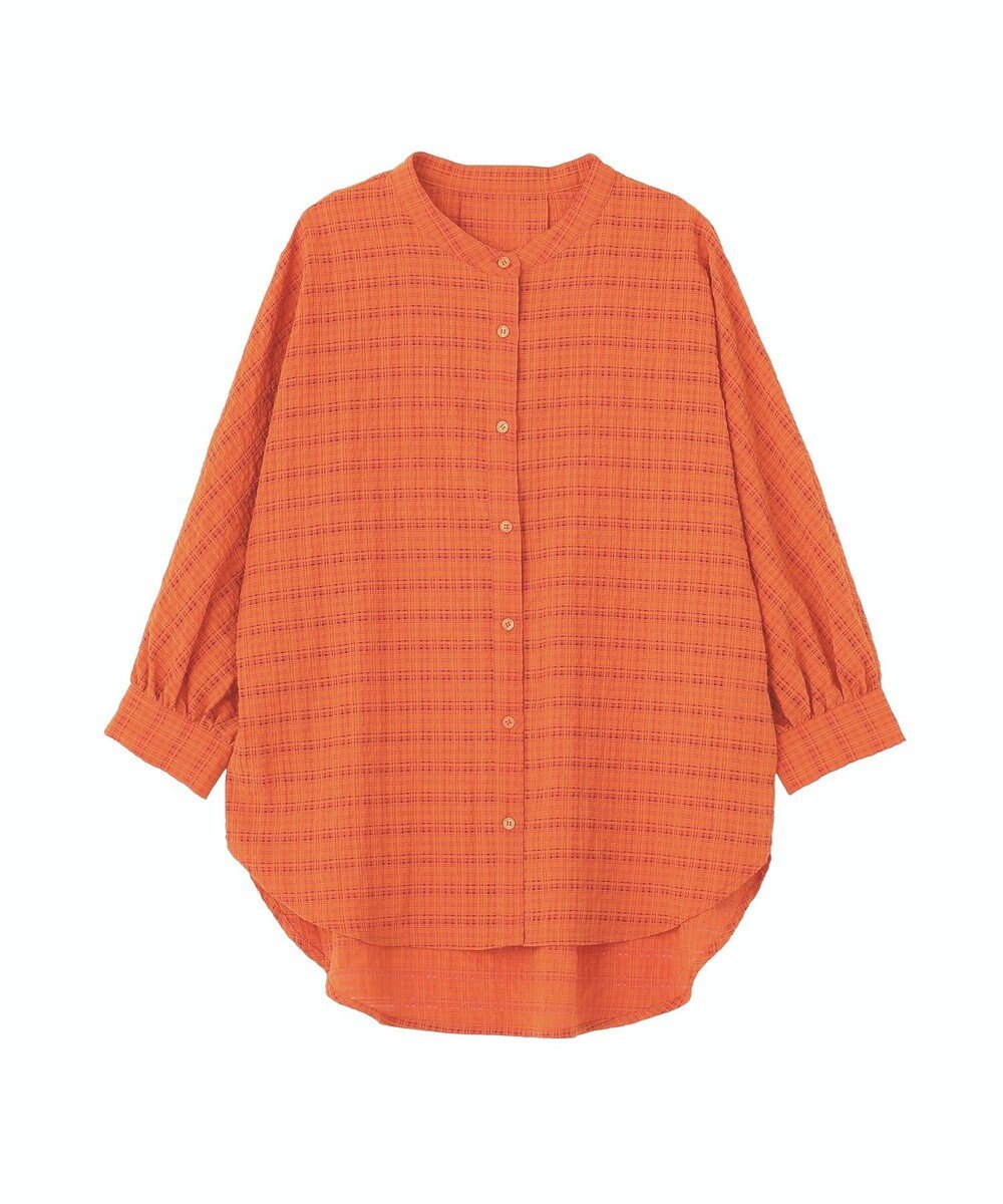 Green Parks シアーチェック７分袖シャツ 