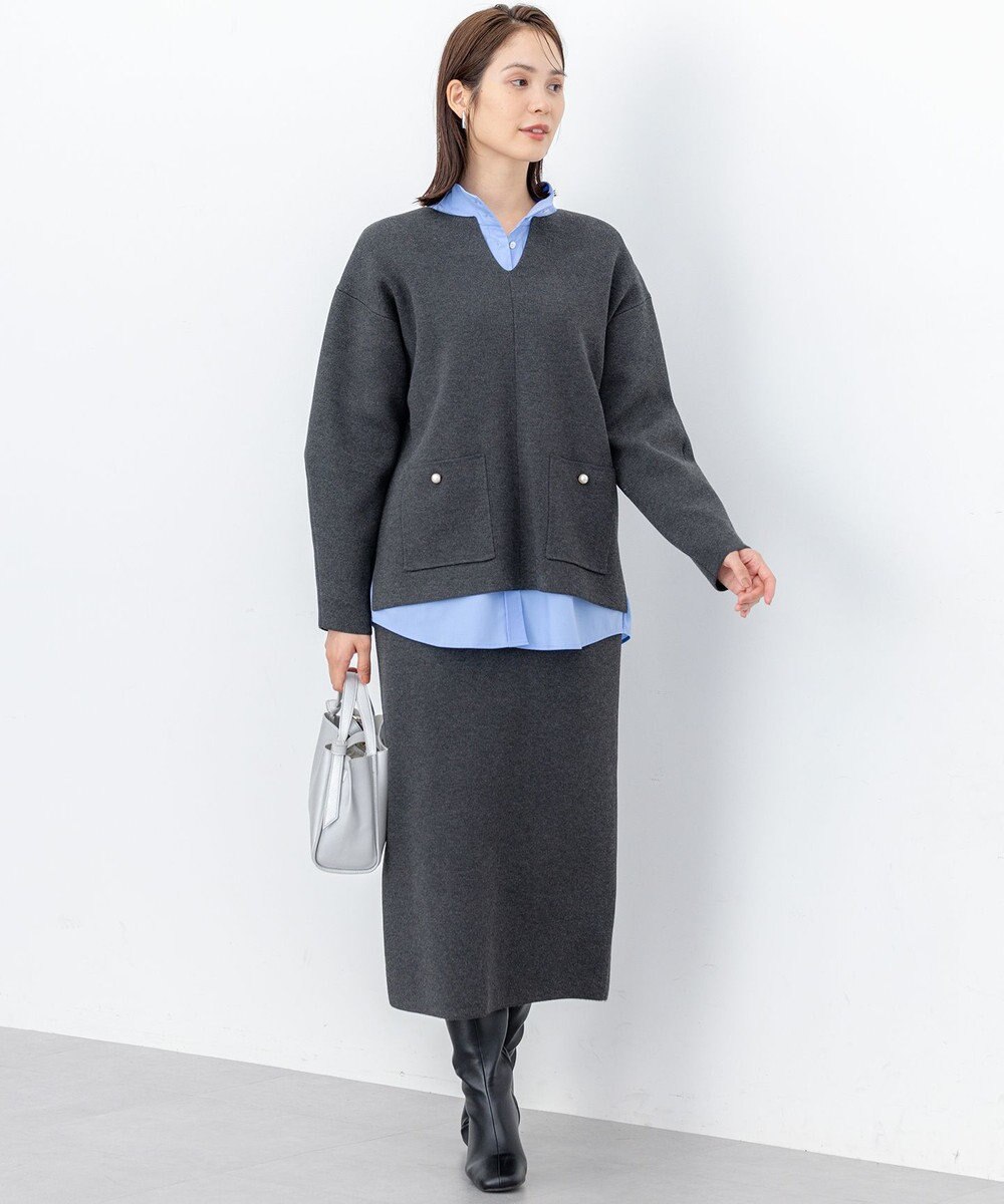 組曲 【加藤ローサさん着用】スムースストレッチニットアップ 