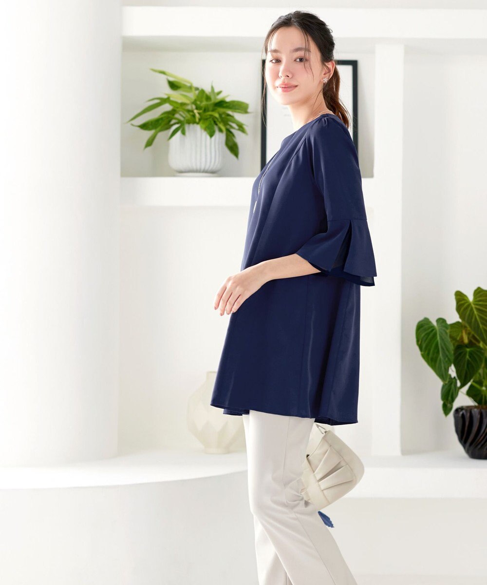 Tiaclasse 【新色追加】シフォンフレア袖チュニックブラウス 