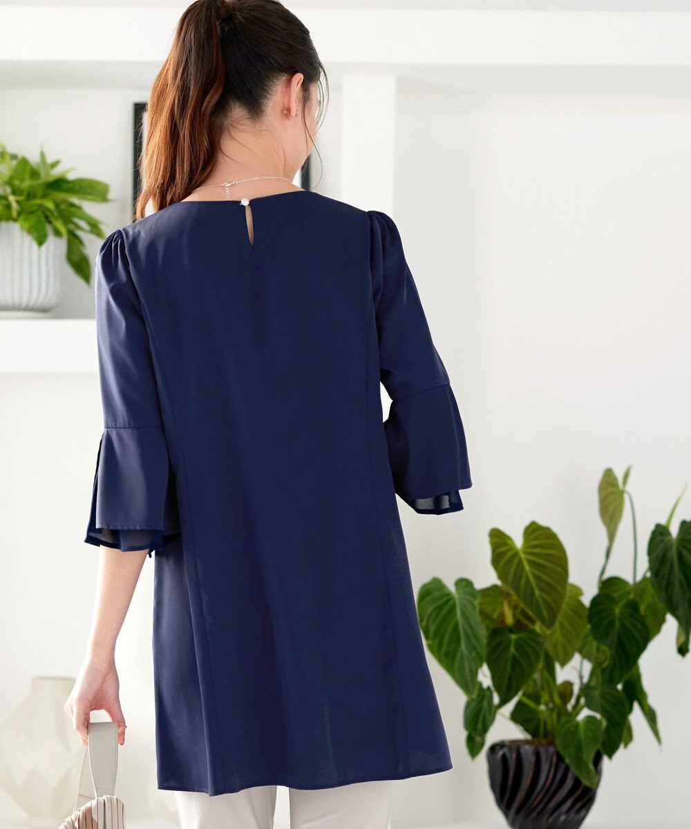 Tiaclasse 【新色追加】シフォンフレア袖チュニックブラウス 