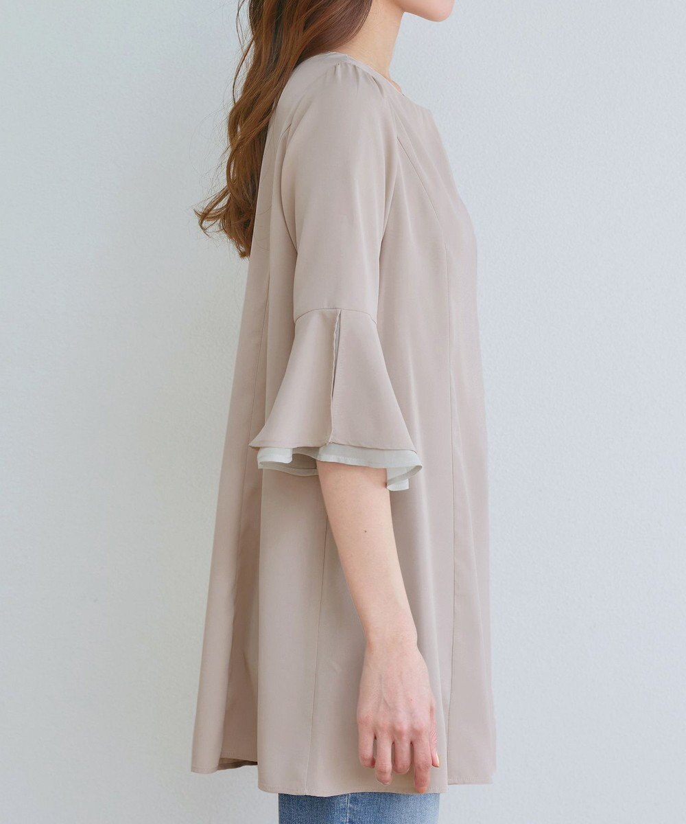 Tiaclasse 【新色追加】シフォンフレア袖チュニックブラウス 