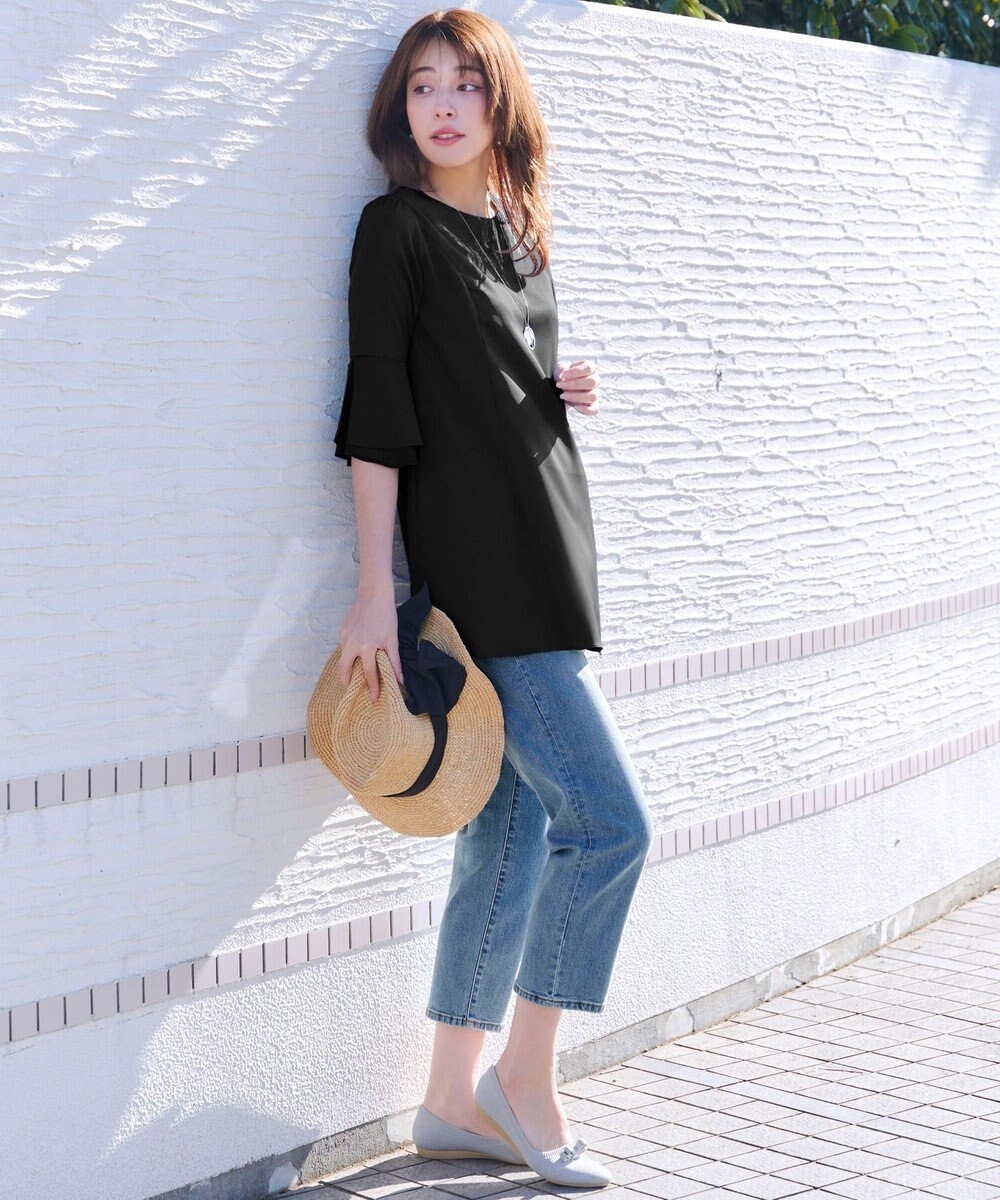 Tiaclasse 【新色追加】シフォンフレア袖チュニックブラウス 