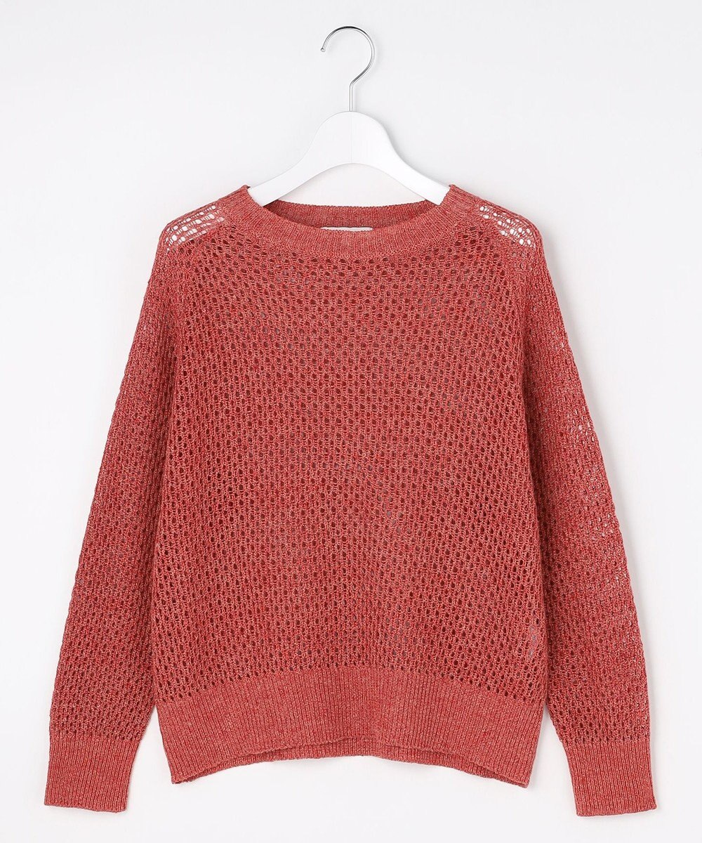 自由区 L リネンミドルゲージメッシュ ニット 