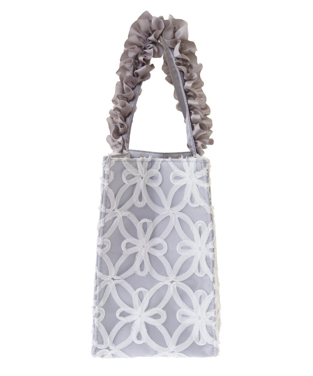 Maison de FLEUR チュールフラワーフリルスクエアトートバッグ 
