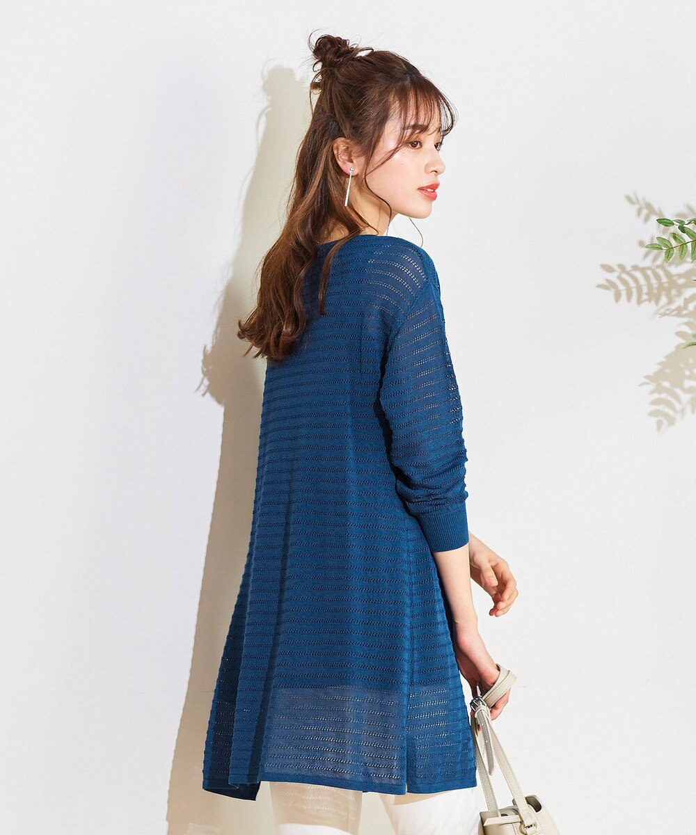 Tiaclasse 【洗える】体型カバーも叶う透け柄編みニットチュニックアンサンブル（2点セット） 