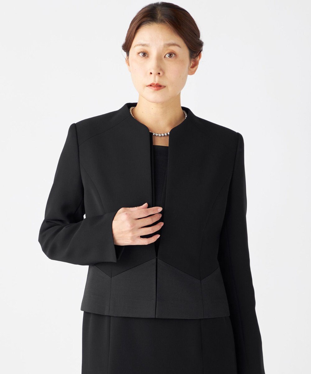 自由区 FORMAL 【ストレッチ/前開きワンピース】平二重 ジャケット+ワンピース 