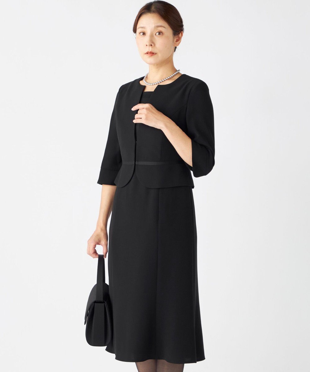 自由区 FORMAL 【ストレッチ/前開きワンピース】平二重 ジャケット+ワンピース 