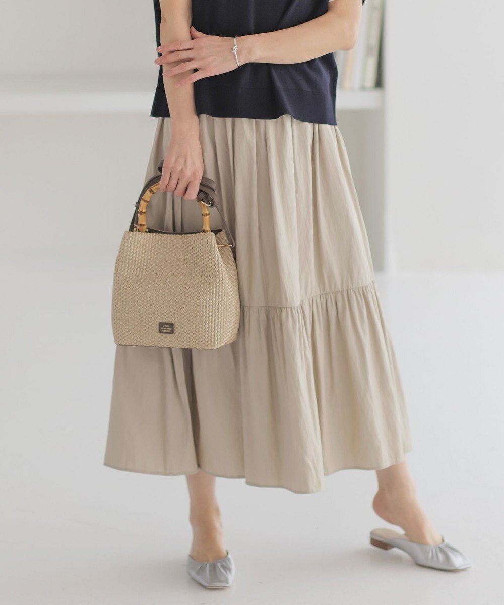 J.PRESS LADIES 【洗える】シャンブレーツイル ティアード スカート 