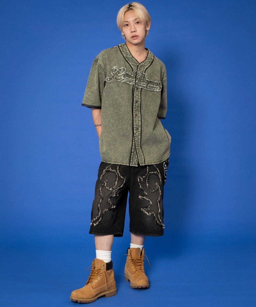 WEGO 【ユニセックス着用ITEM】ベースボールデニムグラフィックシャツ（SS） 