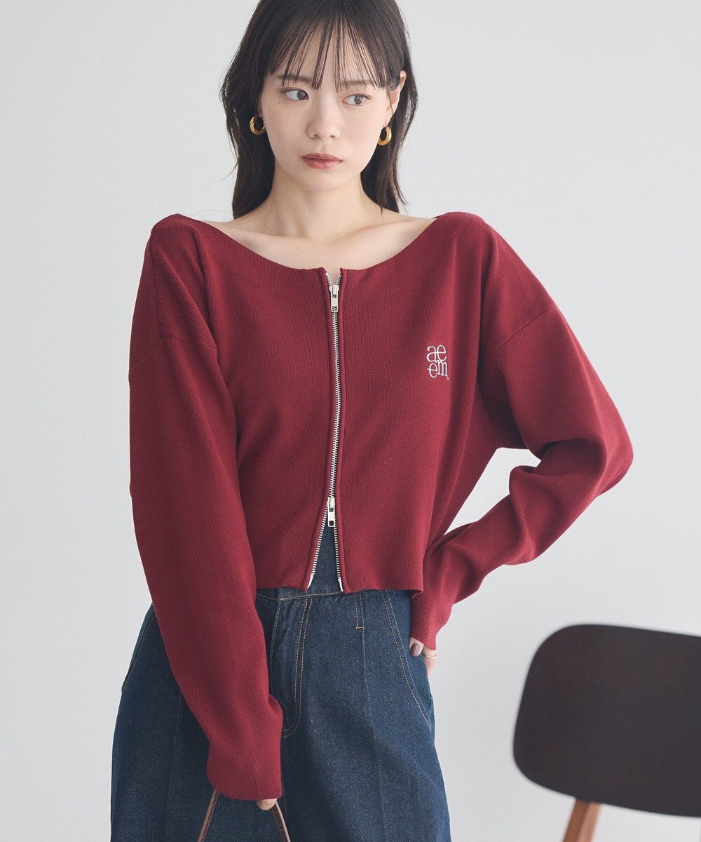 earth music&ecology ダブルジップロゴニットプルオーバー 