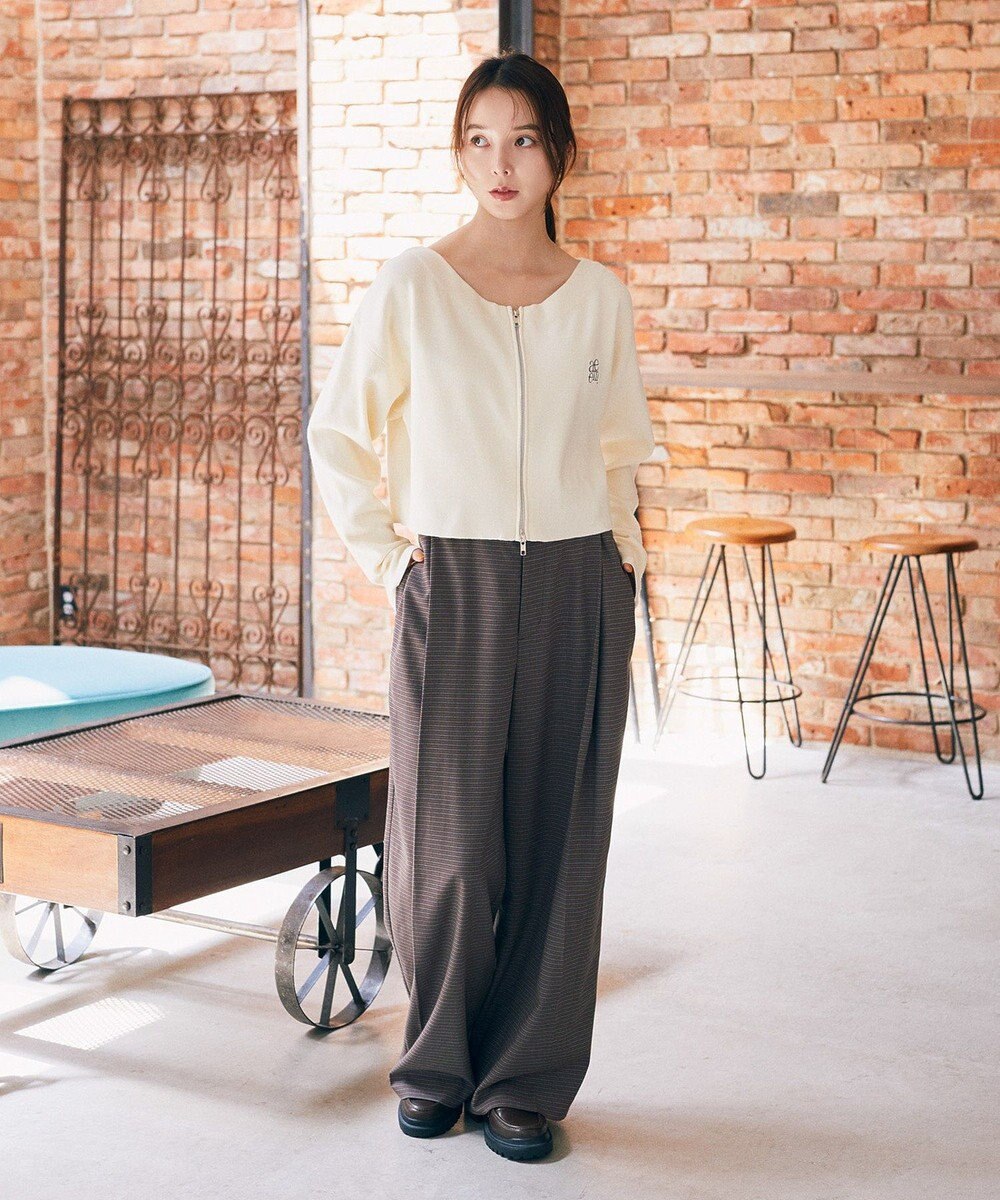 earth music&ecology ダブルジップロゴニットプルオーバー 