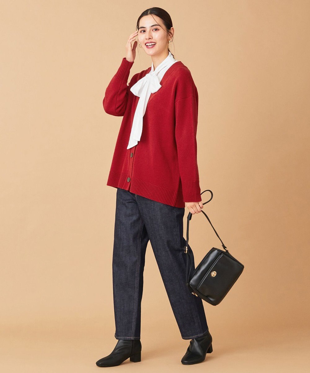 ANY 【洗濯機可】ラムウールVネック カーディガン 