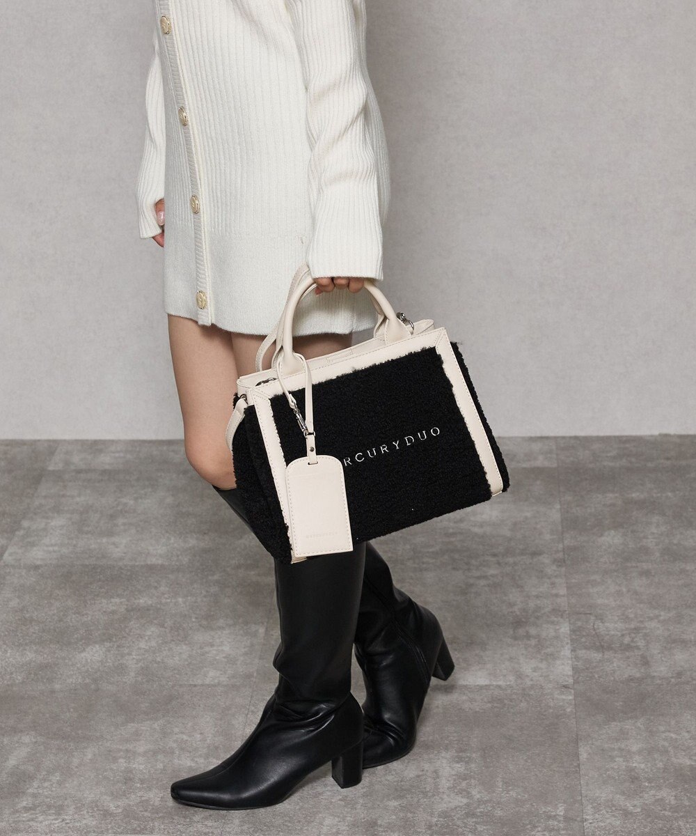 style code 【MERCURYDUO/マーキュリーデュオ】カードケース付　ロゴ刺繍ボアトートバッグ 