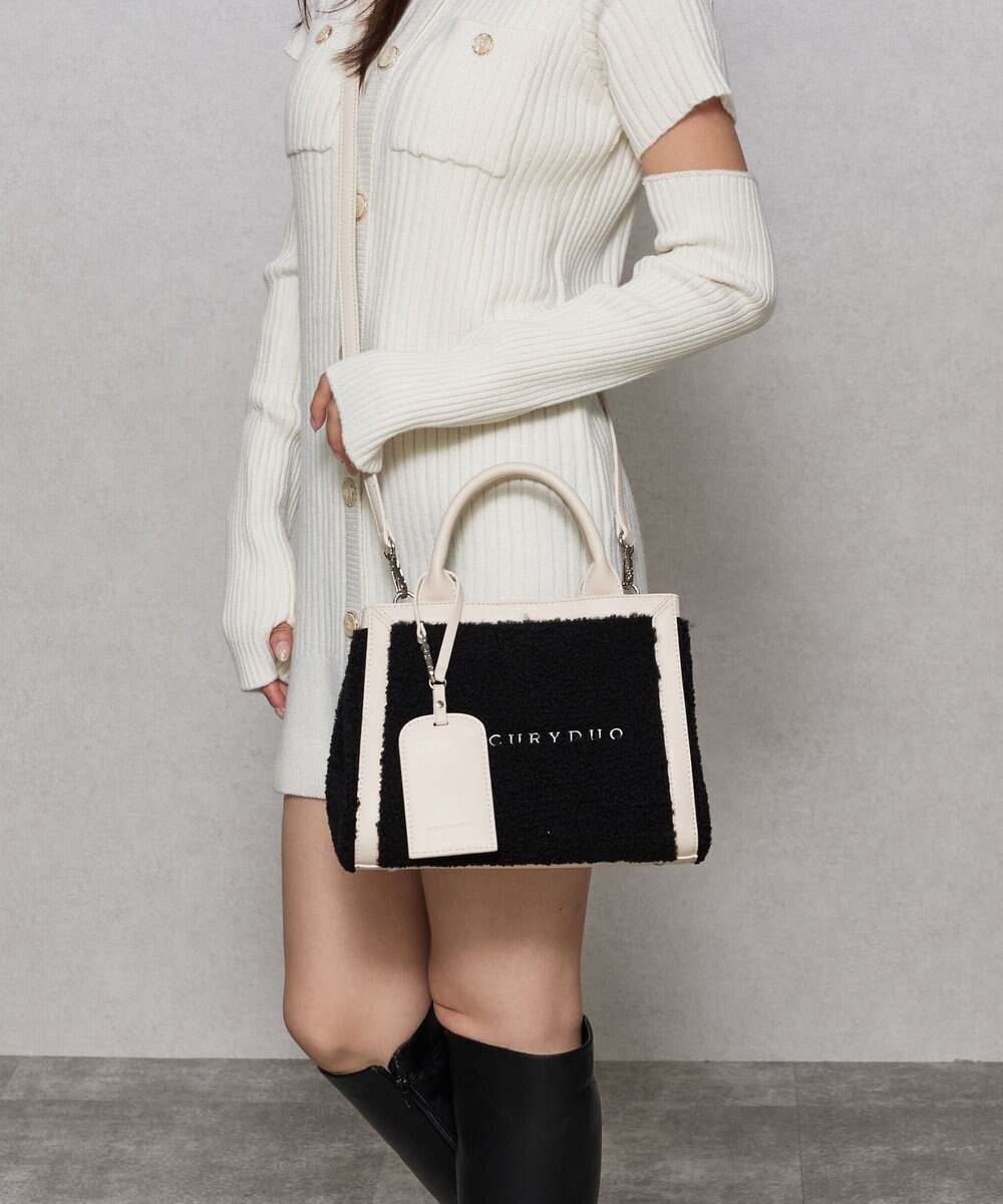 style code 【MERCURYDUO/マーキュリーデュオ】カードケース付　ロゴ刺繍ボアトートバッグ 