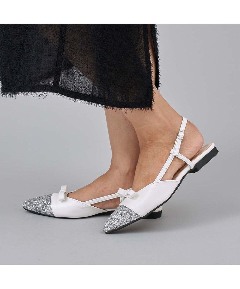 MODE ET JACOMO <carino>グリッターコンビフラットシューズ 