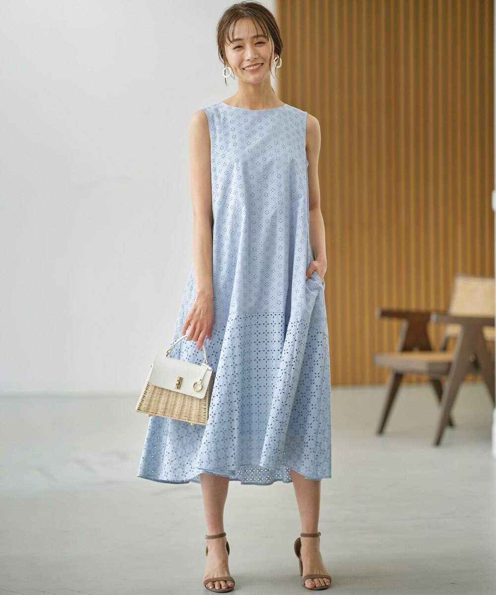 組曲 S 【WEB限定】エンブロイダリーレース ノースリーブワンピース 