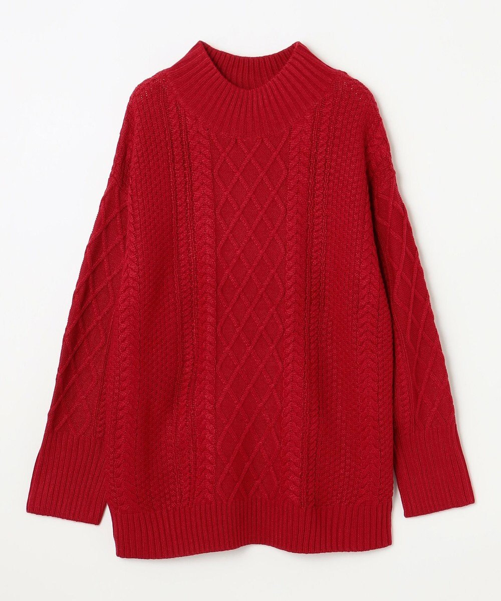 ANY L ソフトタッチケーブルニットチュニック 