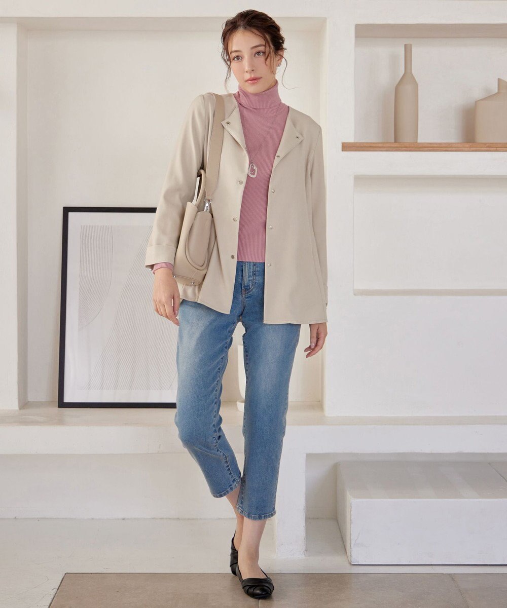 Tiaclasse ノーカラー後ろタックフレアコート 