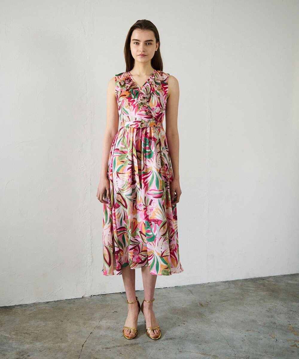 GRACE CONTINENTAL リーフプリントワンピース 