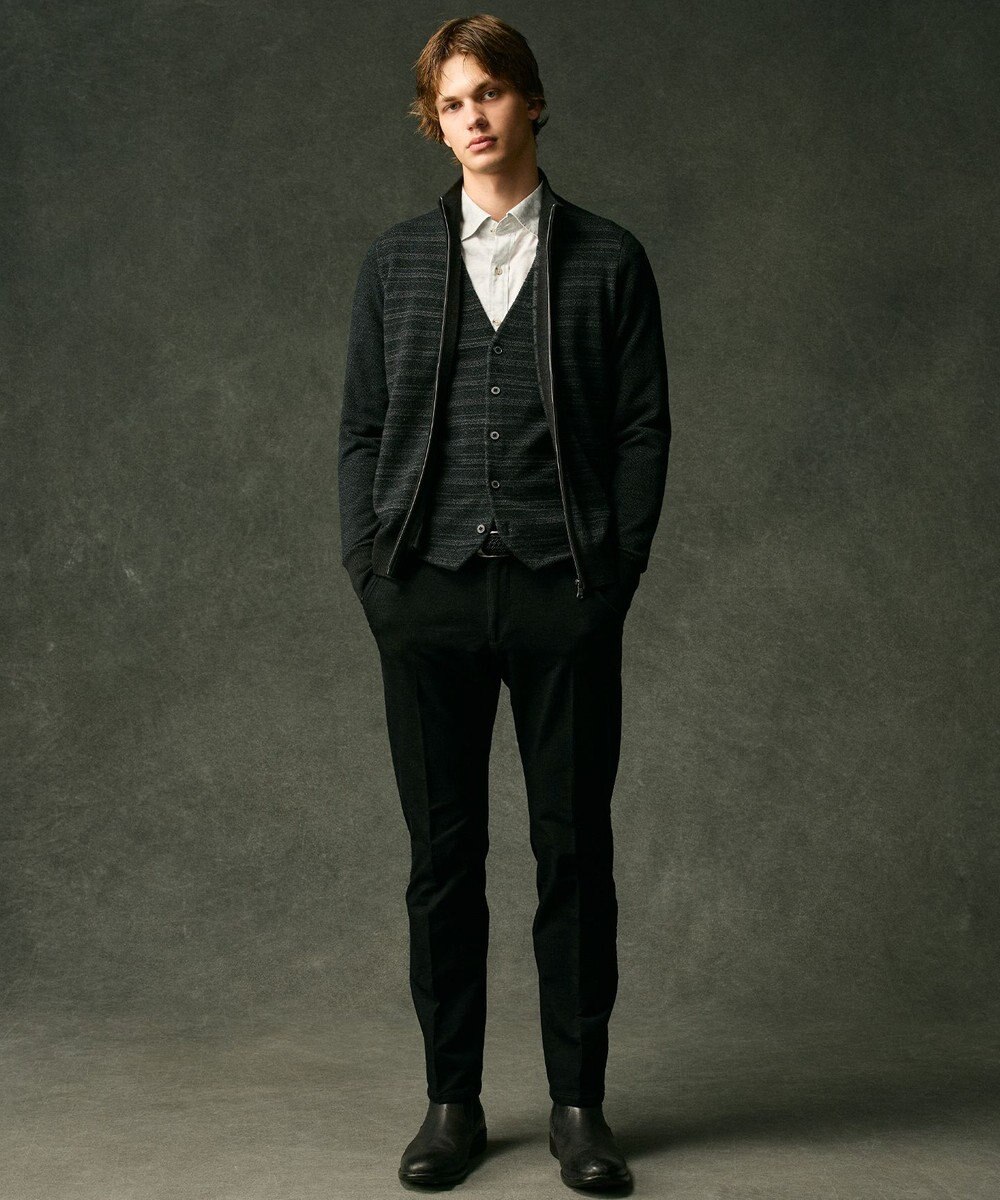 JOSEPH ABBOUD 【洗える/ソフトな肌触り/軽い】シェニールヤーンジャカードニット ベスト 