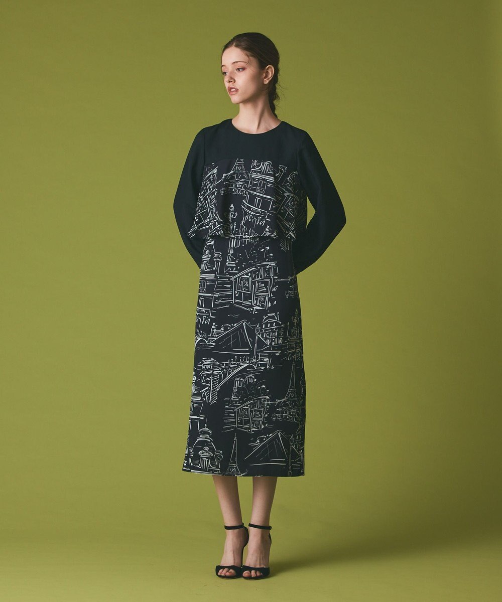 GRACE CONTINENTAL プリントコンビドレス 