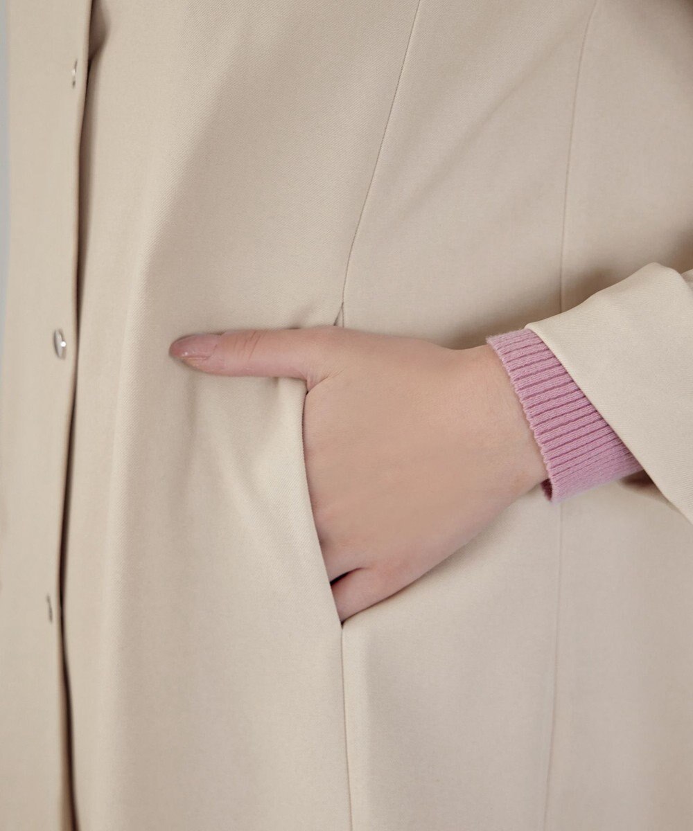 Tiaclasse ノーカラー後ろタックフレアコート 